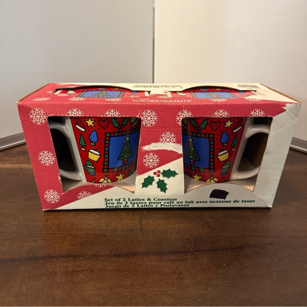 Signature Housewares Christmas Classics Collage Mugs & Coasters Lot Of 2  12 Oz.